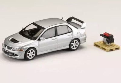 1/64 Diecast Miniature Car LANCER GSR EVOLUTION 8 Engine Display Cool Silver