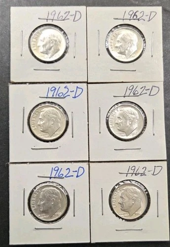 Uncirculated 1962-D Roosevelt Dime Lot Of 6