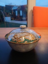Vintage Grimwades Lustre Byzanta Lidded Bowl Blue Floral Gilt Rim Royal Winton