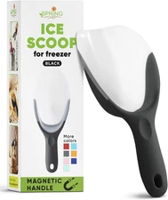 Spring Chef Magnetic Ice Scoop for Freezer - BPA-Free Flexi-Plastic Black 