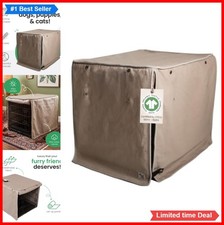 Dog Crate Cover 36x24x27 Inch Cotton Canvas Roll Up Panels Machine Washable