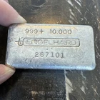 Engelhard 10 Ounce Hand Poured Silver Bar, Rare Bull Logo.