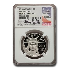 2010-W 1 oz Proof American Platinum Eagle PF-70 NGC (ER, Castle) 1885.04 per troy oz
