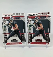 2024 Panini Contenders - Lot of 2 #6 Bijan Robinson Base + Game Ticket Red