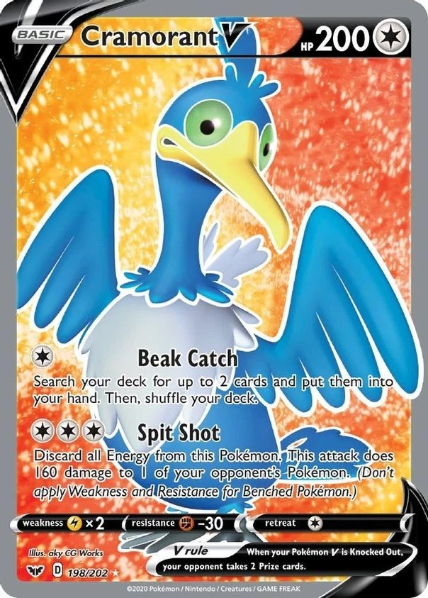 Cramorant V - 198/202 - Pokemon Sword & Shield Base Set Full Art Rare Card NM