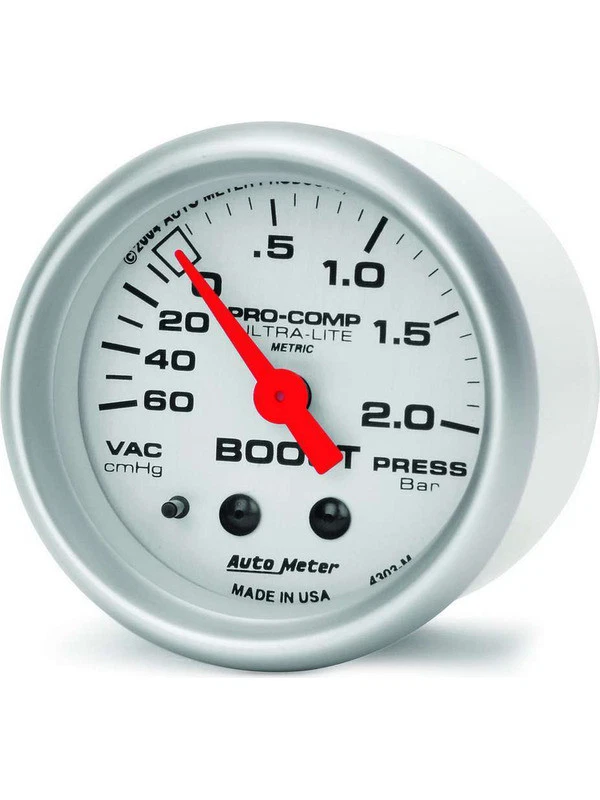 Auto Meter 2-1/16 Boost/Vacuum, 30 In HG/30 PSI, Mechanical, Ultra-Lite (4303) - image 3 of 4