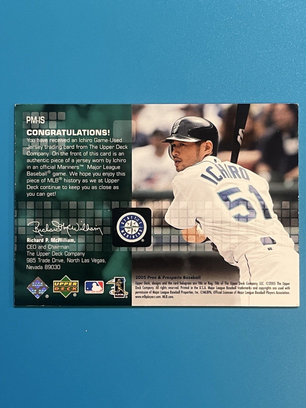 2005 Upper Deck Pros & Prospects Ichiro Suzuki Game Used Jersey PM-IS view 2