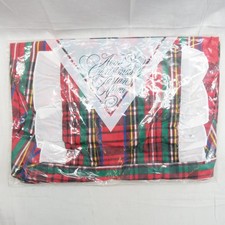 Vintage Avon 1986 Tartan Red Green Plaid Full Bib Apron Christmas Ruffle NEW