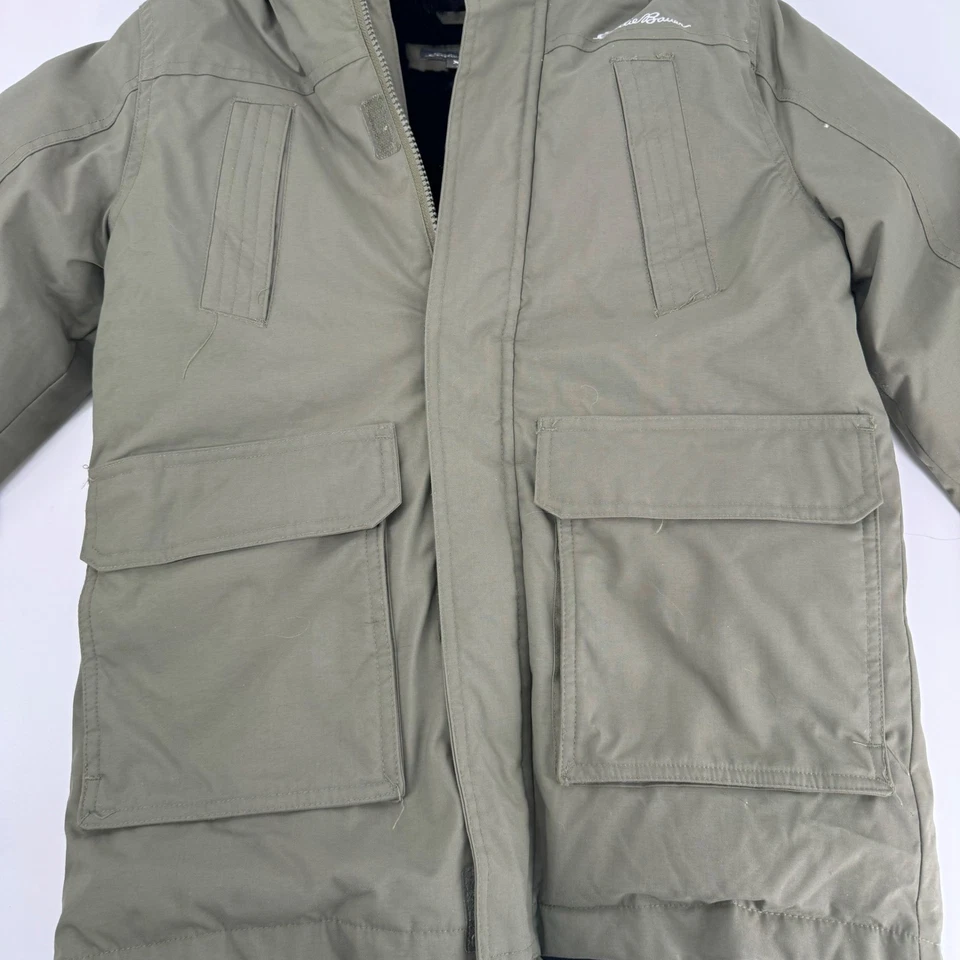 Eddie Bauer Kids Insulated Parka Jacket Hooded Faux Fur Olive Green Size S 7 8 - Image 2 of 4