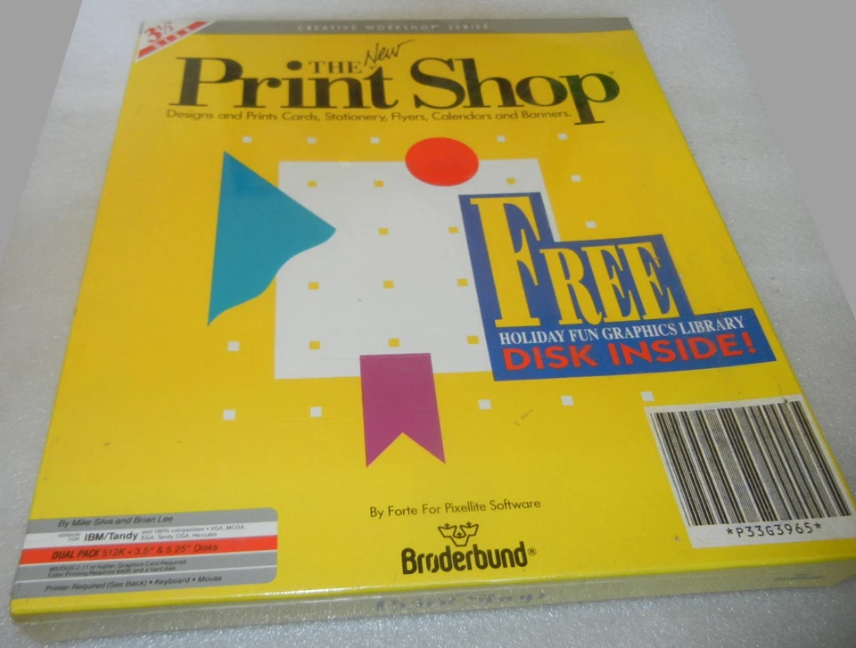 1989 The New Print Shop Computer PC 3.5" & 5.25" Broderbund Big Box Design - NEW - Image 2 of 4