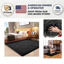 Cozy 3x5 Non-Slip Black Rug - Ideal Soft Carpet for Living Room & Nursery