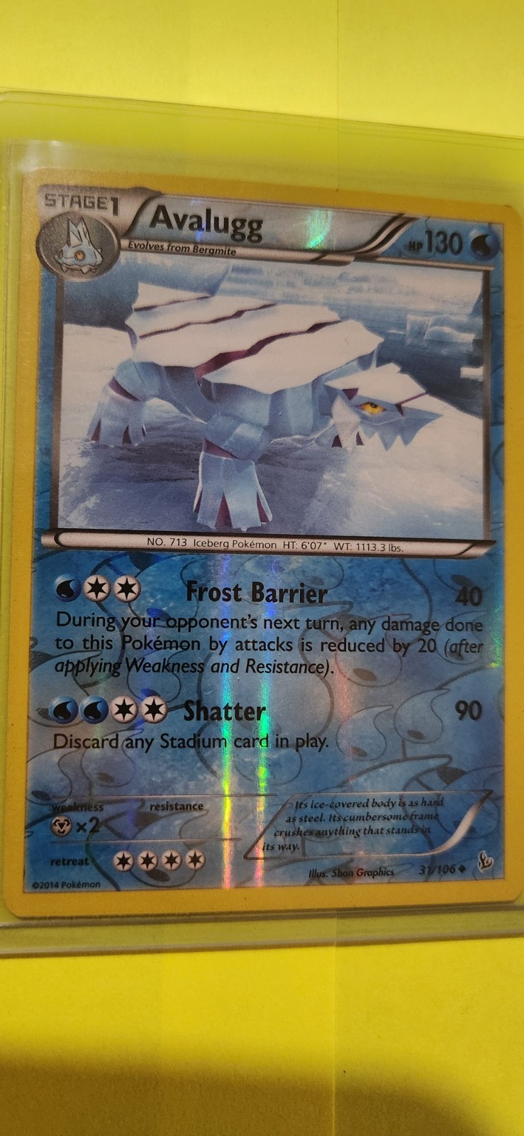 Pokemon AVALUGG 31/106 - XY Flashfire Rev Holo MINT!