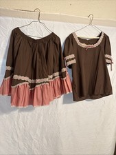 Malco Modes Top  Skirt Square Dancing XL Brown/Pink Vintage Partners Please
