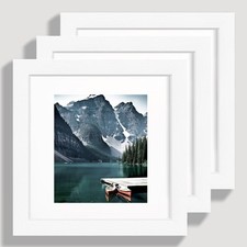 6x6 White Picture Frames set of 3, Made of Wooden and Real Glass Square Photo