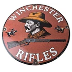 Vintage Winchester Rifles Sign - Hunting Ad Gas Pump Porcelain Sign