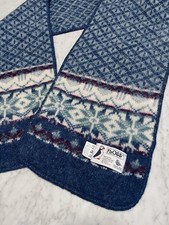 icelandic wool scarf vintage Blue Nordic Print Warm Soft Cozy