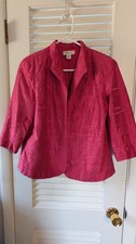 Vintage Coldwater Creek Petite Small Ps Pink Silk Blazer Embroidery Picks 90s