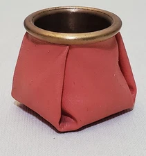 Vintage 2x2" Travel Ashtray Leatherette & Brass MCM 1960s Weighted Beanbag Pink