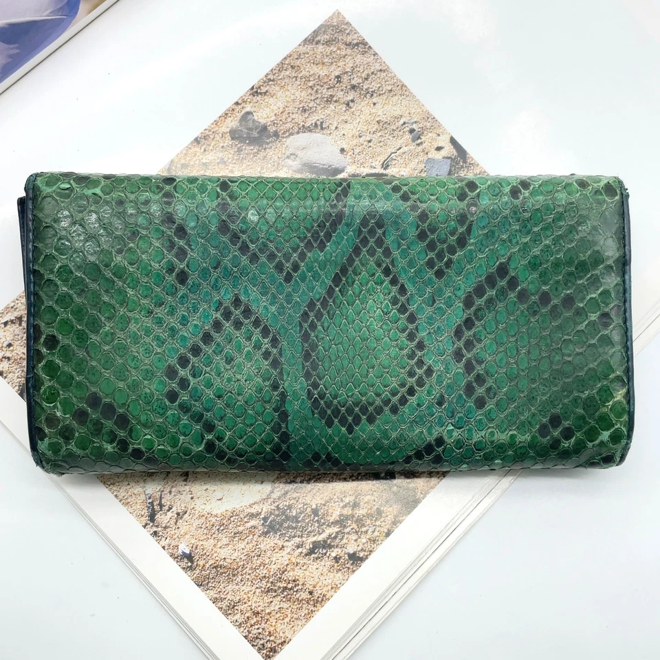 Auténtica Cartera Larga Gucci 245739 Doble G Cuero Pitón Verde NS101813 Foto 2 de 4