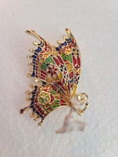 NWOT ART NOUVEAU STYLE FAIRY NYMPH MULTICOLORED WINGS GOLD TONE BROOCH PIN