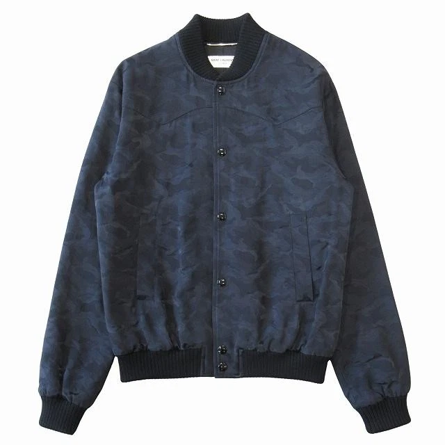 SAINT LAURENT (YSL) Giacca blusa mimetica Saint Laurent Hedi Slimane epoca cotone tg 44 blu navy