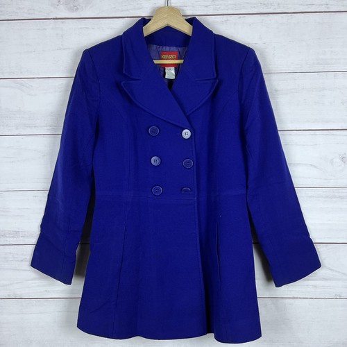 Kenzo Jungle Double Breasted Peacoat Women’s Size 42 Wool Blue Vintage