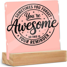 Motivational Office Decor Sign, Inspirational Quotes Acrylic Sign with Wooden St