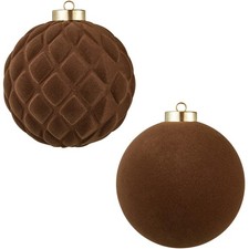 Large Velvet Christmas Ball Ornaments - 6 Inch Flocked Christmas Balls Shatte...