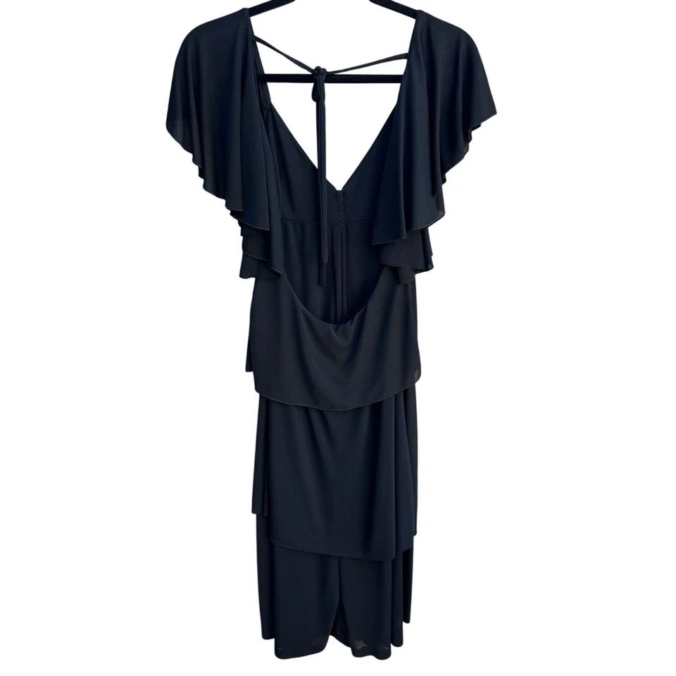 Vestido Vicky Valère Vintage Negro Volantes Falda en Niveles Corbata Baja Escote Espalda S Foto 4 de 4