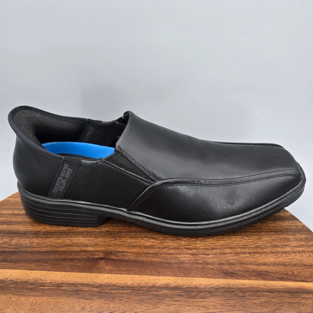 Skechers Slip Ins Shoes Mens 10.5 Black Leather Relaxed Fit Bicycle Toe Loafers Skechers Relaxed Step Slip On Leather Casual Loafers Black  main image 4