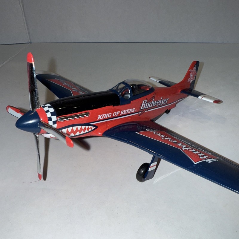 Vintage Liberty  1:48 Budweiser P51D Mustang Diecast Metal Coinbank AirPlane NIB