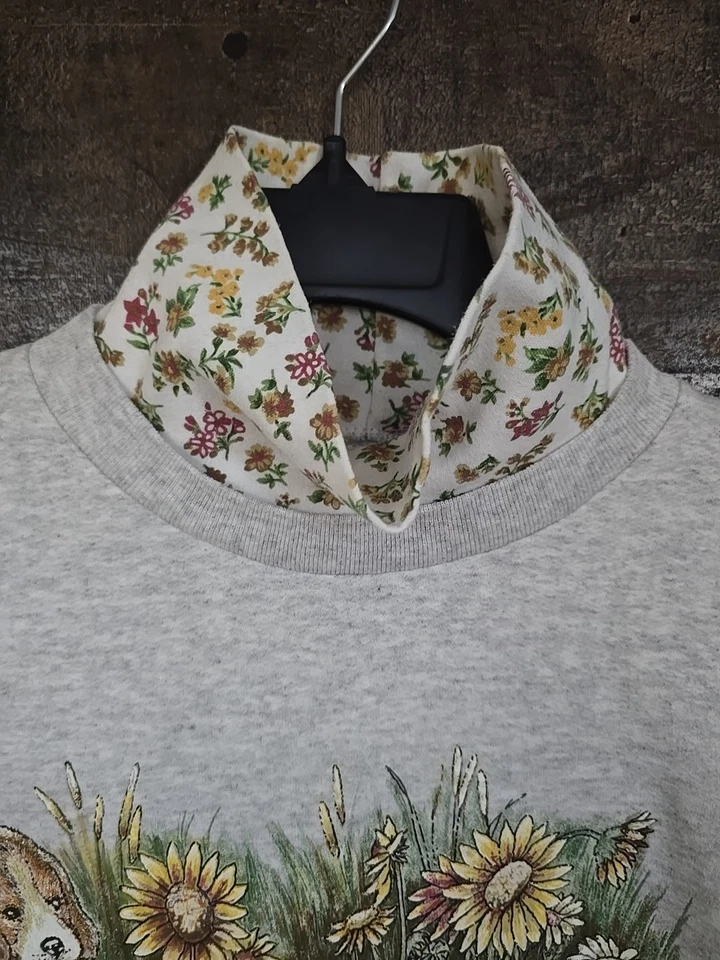 Винтажный собаки кошки водолазка толстовка женщин большие цветы котенок коттедж Grandmacore - Изображение 3 из 4