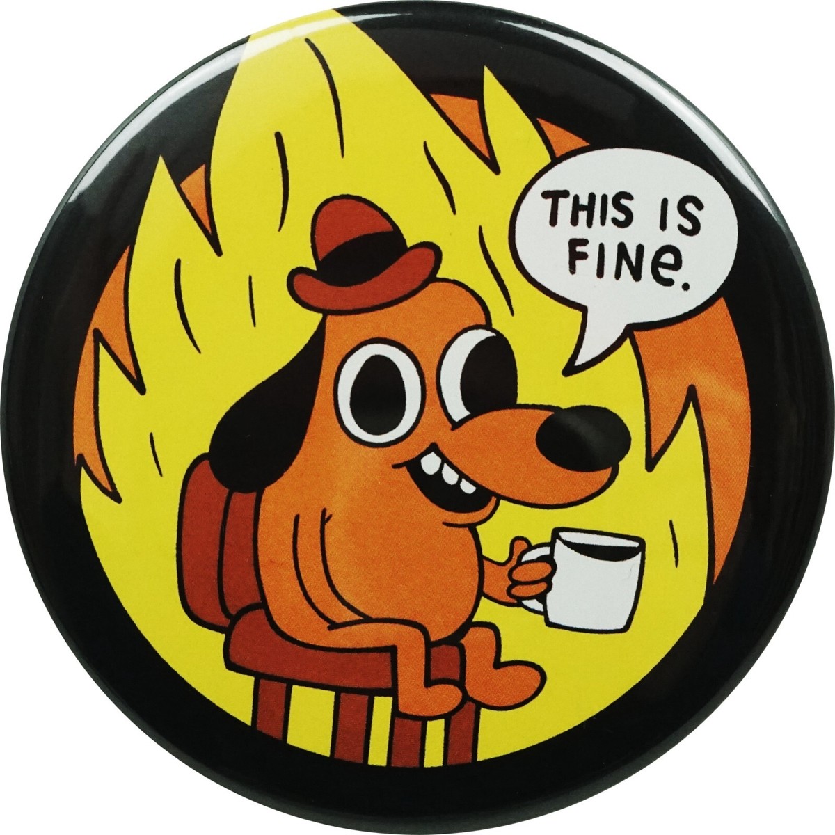Magnet KC Green This Is Fine Dog Coffee Cup Fire Funny Cartoon - Main Image