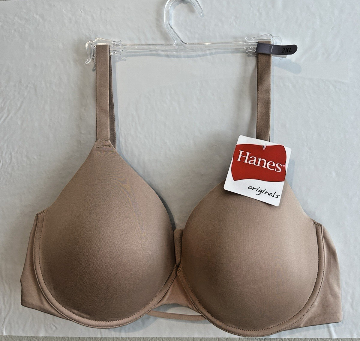 Hanes Women's Underwire T-Shirt, Poke Dreamwire Full-Coverage Bra, 2XL, Nude