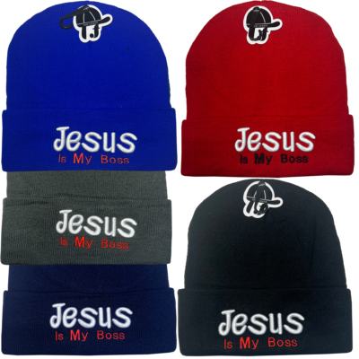 #ad #ad JESUS IS MY BOSS Embroidered Plush Lining Fold Knitted Warm Ski Winter Hats Lot $65.99