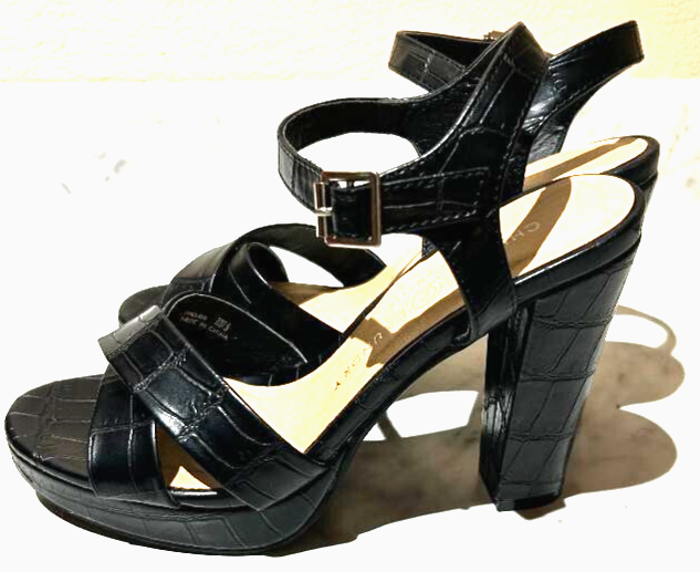 Chinese Laundry Platform Sandals Sz 8 Ankle Strap Black 4.5 in Heels Size US-7