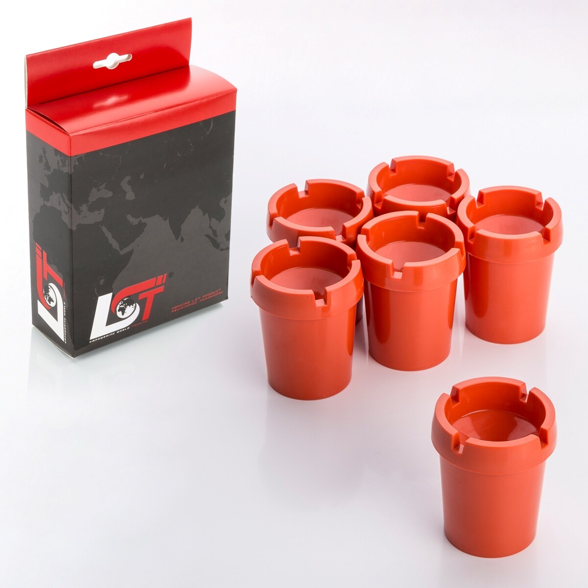 6x Ashtray Storm Smoke-Free Drink Holder Orange Plastic