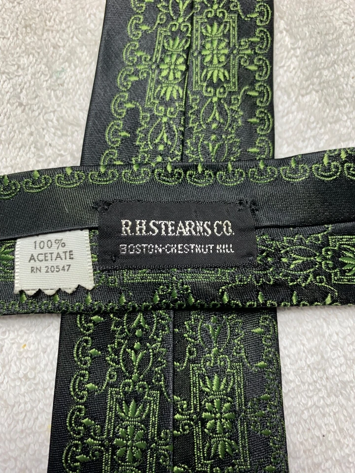 CORBATA STEARKS VINTAGE NIÑOS AÑOS 40-70 MODA DIVERTIDA NEGRA CON VERDE 2,25 X 54 Foto 4 de 4