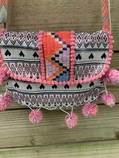 Boho Pom Pom Pink Shoulder Bag Adjustable Purse
