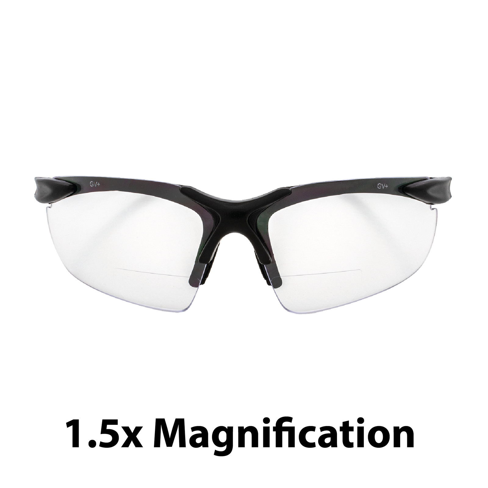 Apex clear bifocal safety glasses 1.5 power Black Frame Clear Lens