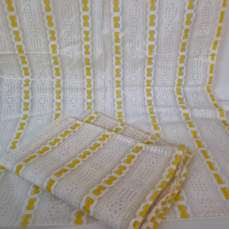 Juego de 2 cortinas de vinilo de colección blanco amarillo encaje cottagecore retro MCM baño 36 X 52 Foto 3 de 4