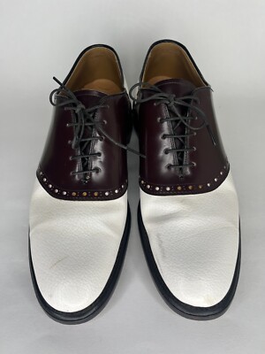 british walkers Shoes Oxfords Lace Up Men Size 9.5 White Brown Leather USA Made Vintage 60 main image 3