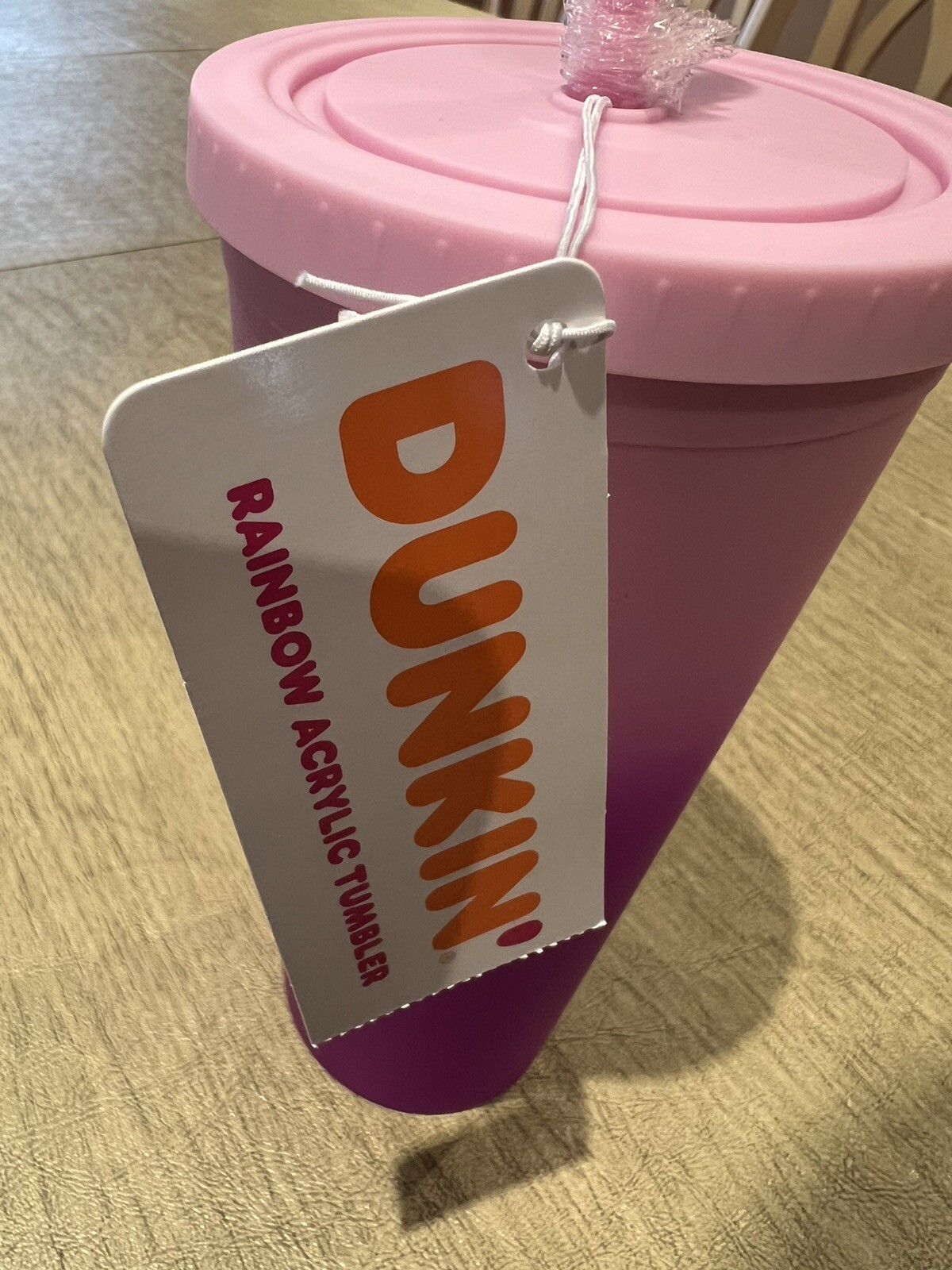 2023 New Dunkin Donuts 24oz Purple Pink rainbow acrylic Travel Cup Tumbler straw eBay