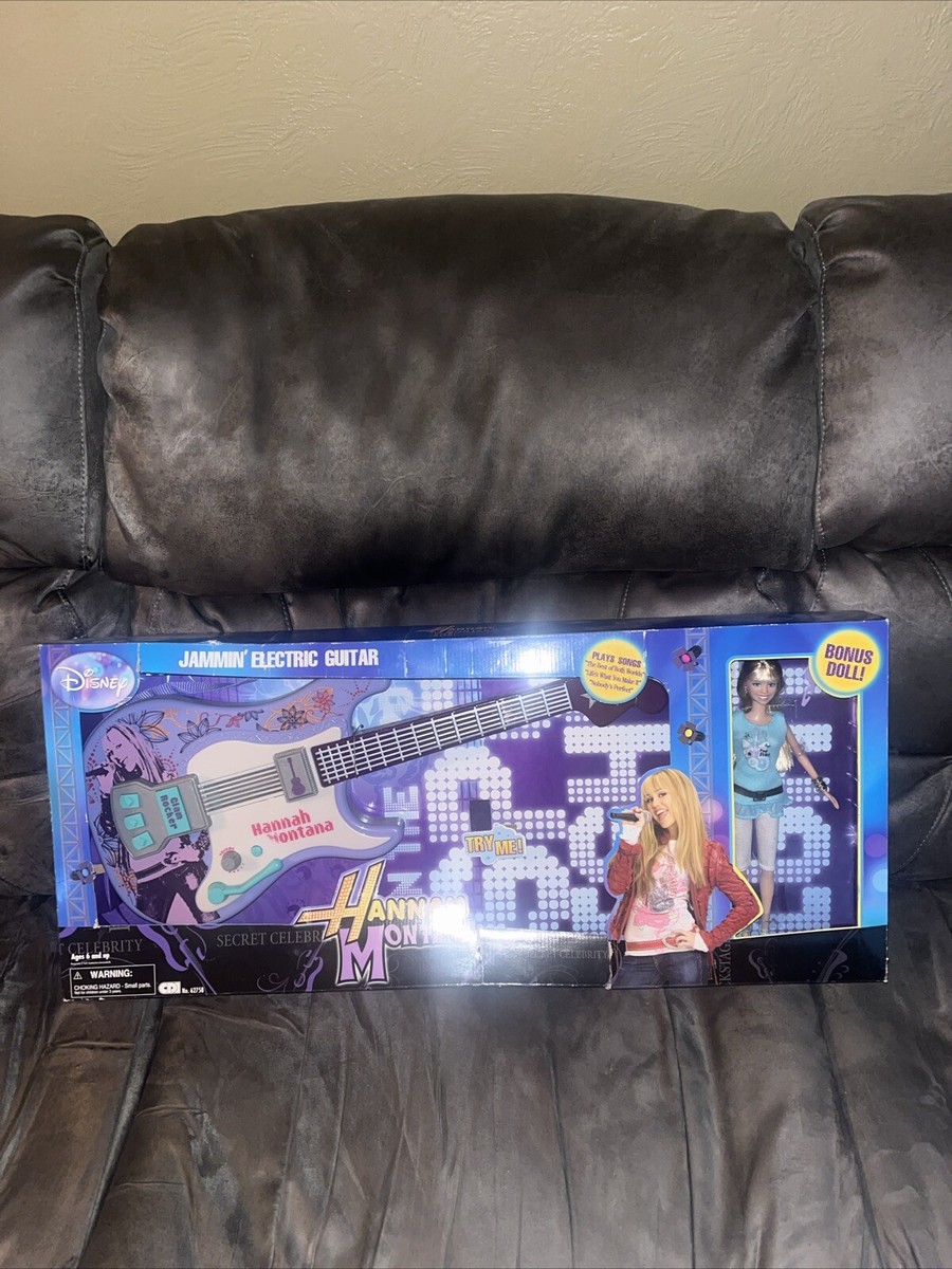 Hannah Montana Pop Star Jammin Electric Guitar w Bonus Doll Plays