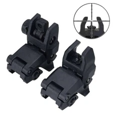 Tactical Folding Back Up Iron Sight Flip Up Front Rear Sights Set Picatinny Rail
