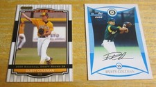 Dusty Coleman Lot of 2 DIFFERENT 2008 Trading Cards MLB Baseball Athletics