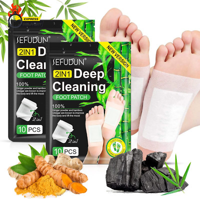 2In1 20PCS Foot Pads, Natural Bamboo Vinegar Ginger Powder Foot Pads