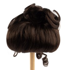 Lot of 2 Monique Modacrylic Dark Brown Gibson Curly Updo 16"-17" Doll Wigs