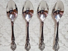 Oneida Mandolina Oval Soup Spoons 7" Ultra Premium 18/10 Stainless Glossy Set 4