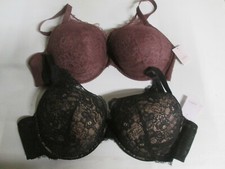 New Auden Women's Underwired Push Up Bra 44D 46D 46DD or 46DDD Black or Burgundy